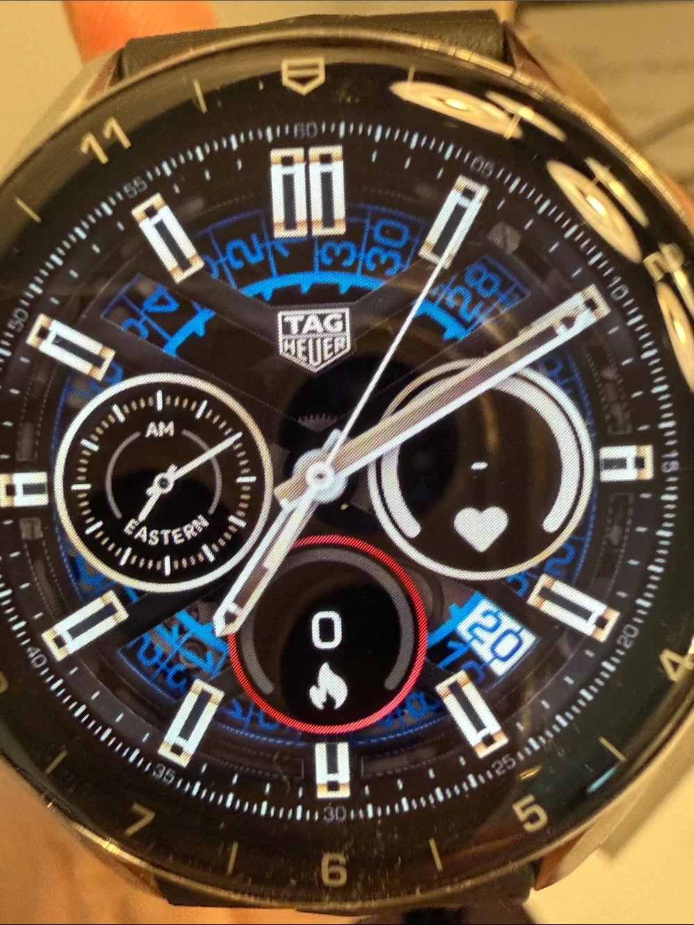 Tag Heuer Smartwatch with Black Silicone Band and Silver Case
